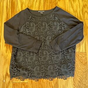 Adrianna Papell Floral Lace Overlay Pullover Sweater Size  XL